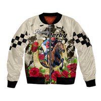 Kentucky Horse Racing Sleeve Zip Bomber Jacket The Run for the Roses - Wonder Print Shop