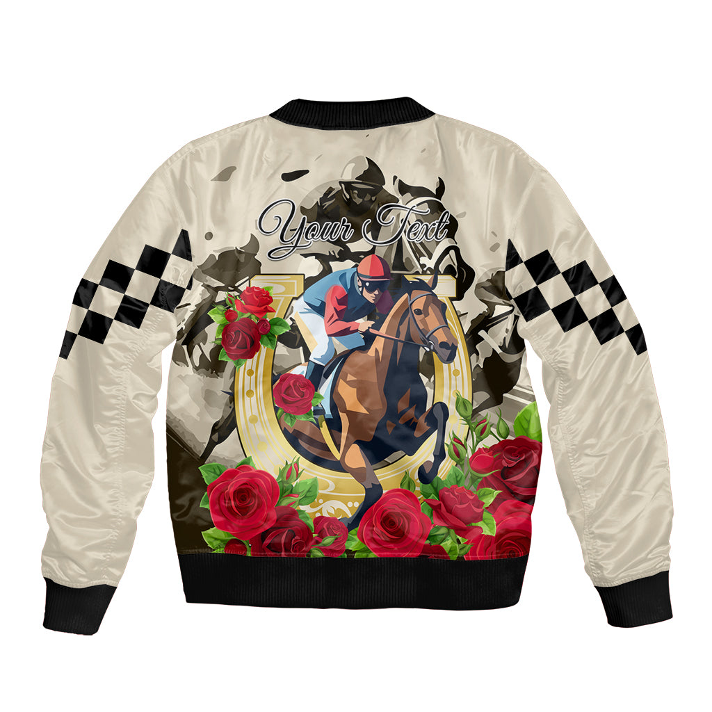 Kentucky Horse Racing Sleeve Zip Bomber Jacket The Run for the Roses - Wonder Print Shop