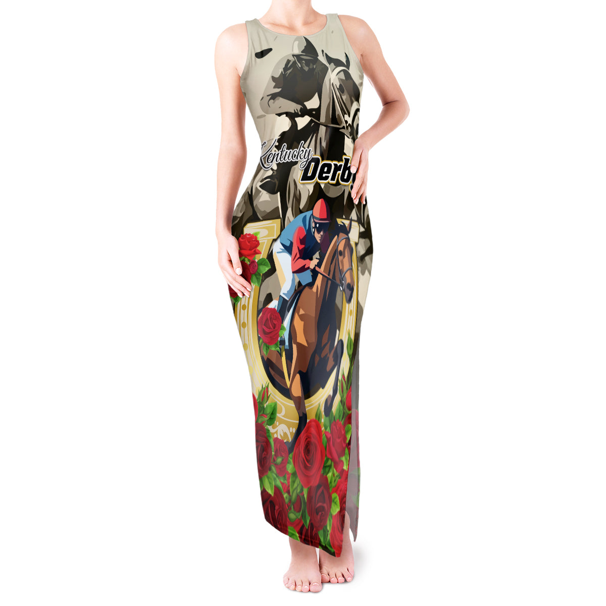 Kentucky Horse Racing Tank Maxi Dress The Run for the Roses - Wonder Print Shop