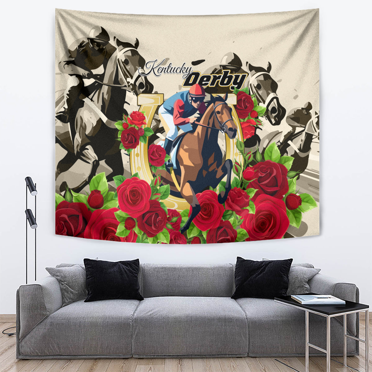 Kentucky Horse Racing Tapestry The Run for the Roses - Wonder Print Shop