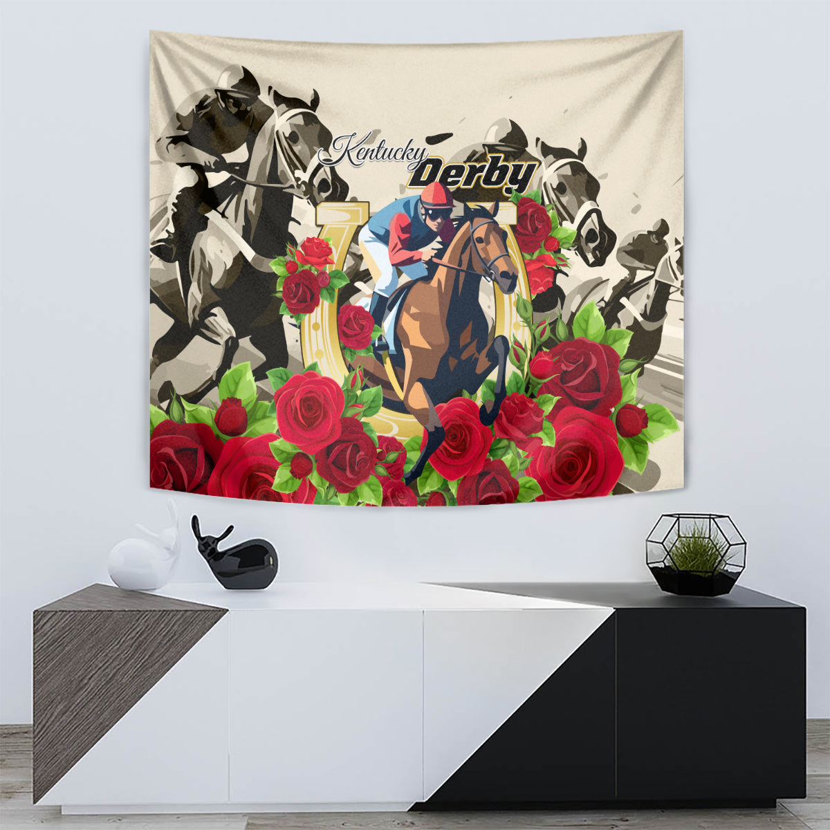 Kentucky Horse Racing Tapestry The Run for the Roses - Wonder Print Shop