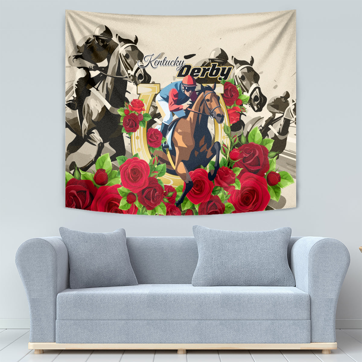 Kentucky Horse Racing Tapestry The Run for the Roses - Wonder Print Shop