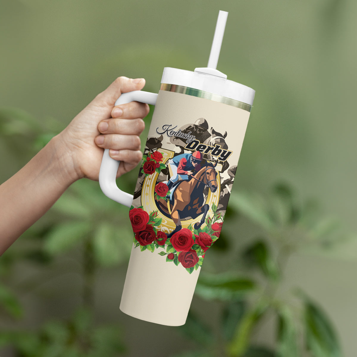 Kentucky Horse Racing Tumbler With Handle The Run for the Roses - Wonder Print Shop