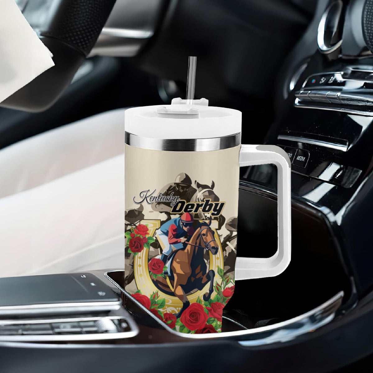 Kentucky Horse Racing Tumbler With Handle The Run for the Roses - Wonder Print Shop