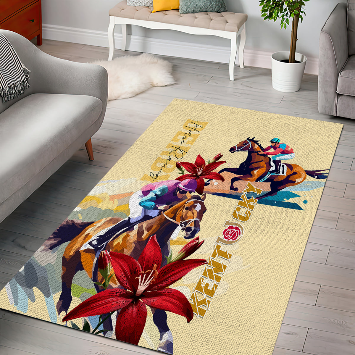 Kentucky Area Rug Horse Racing Lily Stargazer - Wonder Print Shop