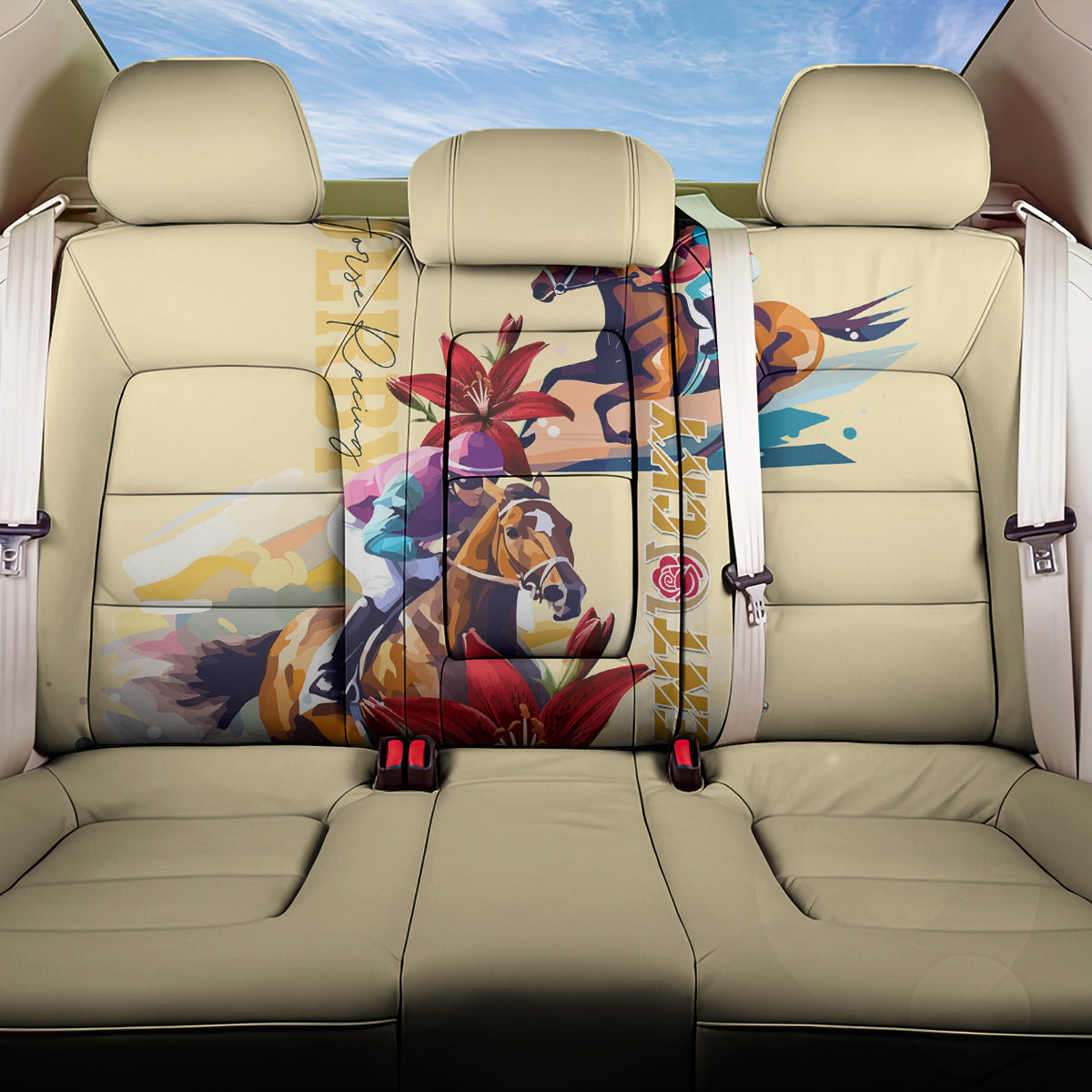 Kentucky Derby Back Car Seat Cover Horse Racing Lily Stargazer