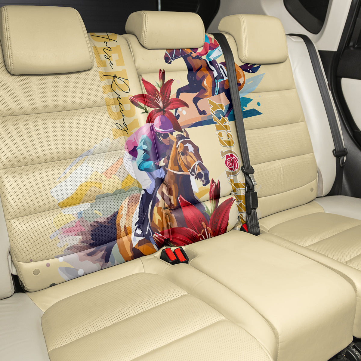 Kentucky Back Car Seat Cover Horse Racing Lily Stargazer - Wonder Print Shop