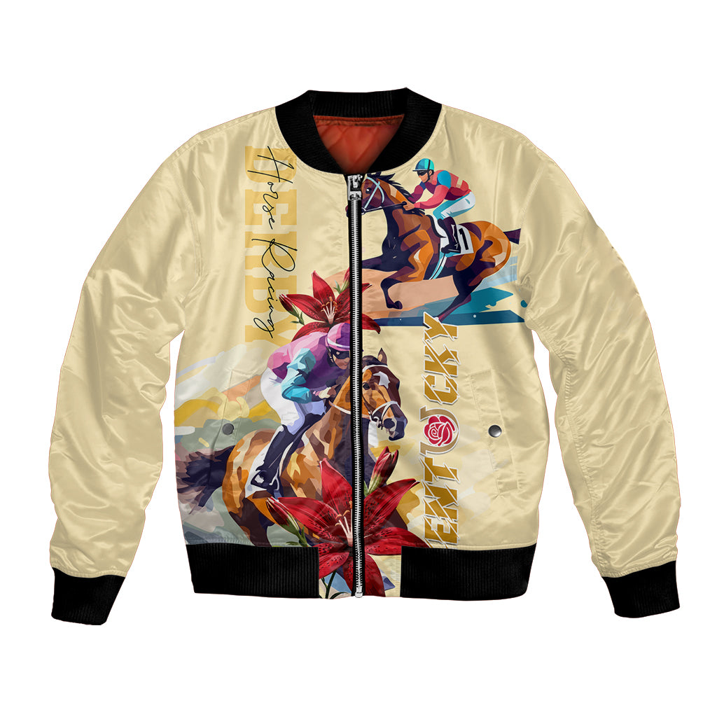 Kentucky Bomber Jacket Horse Racing Lily Stargazer - Wonder Print Shop