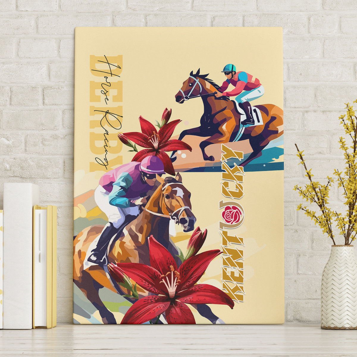 Kentucky Canvas Wall Art Horse Racing Lily Stargazer - Wonder Print Shop