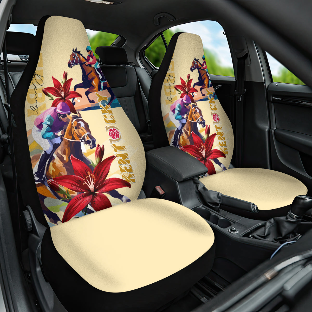 Kentucky Derby Car Seat Cover Horse Racing Lily Stargazer