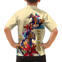 Kentucky Family Matching Off Shoulder Long Sleeve Dress and Hawaiian Shirt Horse Racing Lily Stargazer - Wonder Print Shop