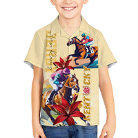 Kentucky Family Matching Off Shoulder Long Sleeve Dress and Hawaiian Shirt Horse Racing Lily Stargazer - Wonder Print Shop
