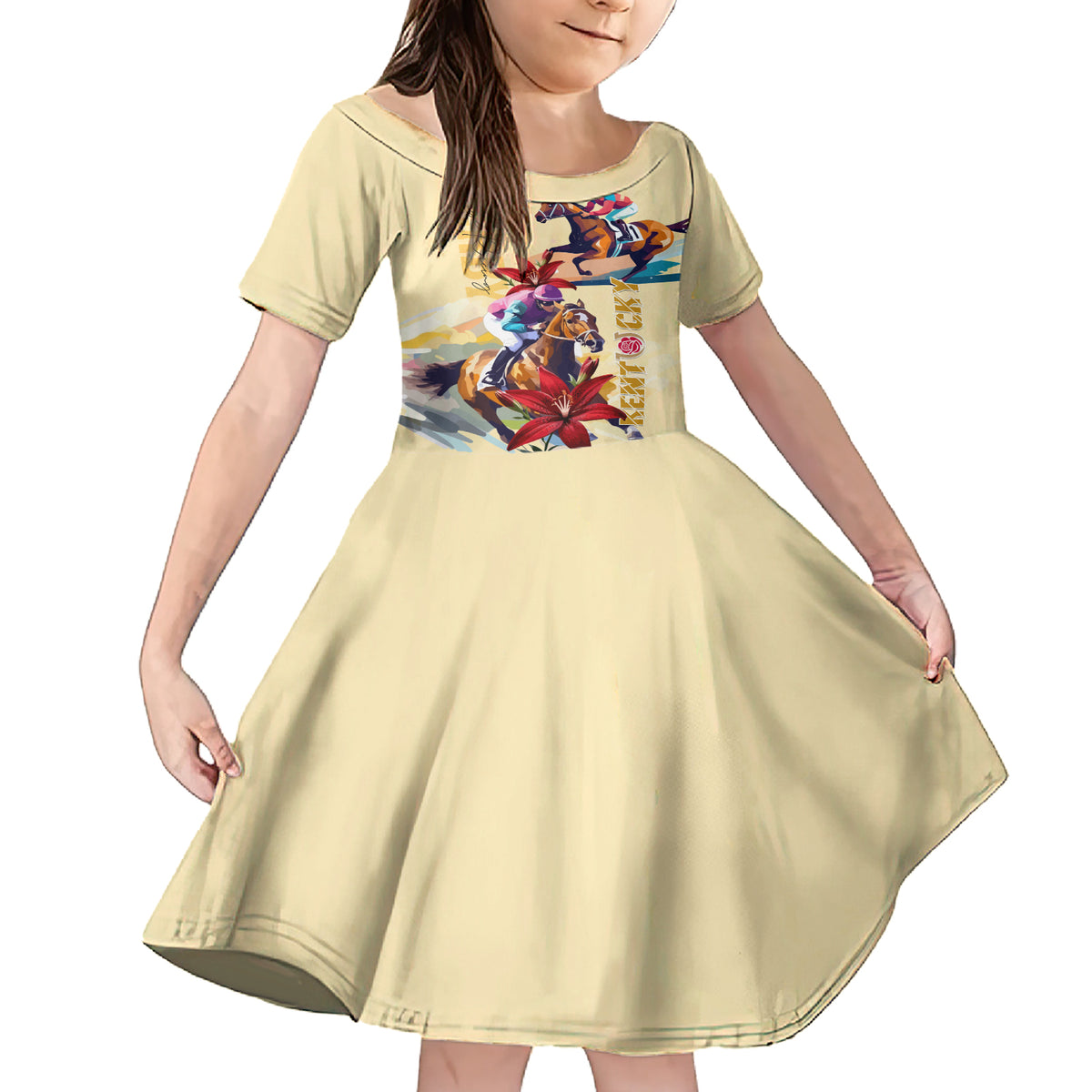 Kentucky Family Matching Short Sleeve Bodycon Dress and Hawaiian Shirt Horse Racing Lily Stargazer - Wonder Print Shop