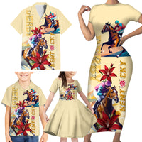 Kentucky Family Matching Short Sleeve Bodycon Dress and Hawaiian Shirt Horse Racing Lily Stargazer - Wonder Print Shop