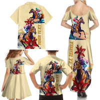 Kentucky Family Matching Summer Maxi Dress and Hawaiian Shirt Horse Racing Lily Stargazer - Wonder Print Shop