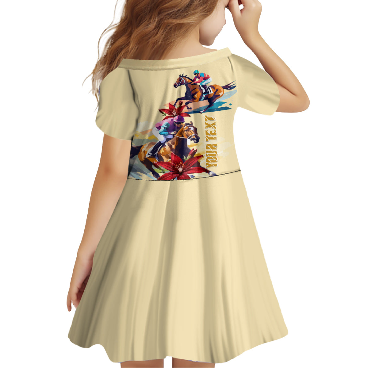 Kentucky Kid Short Sleeve Dress Horse Racing Lily Stargazer - Wonder Print Shop