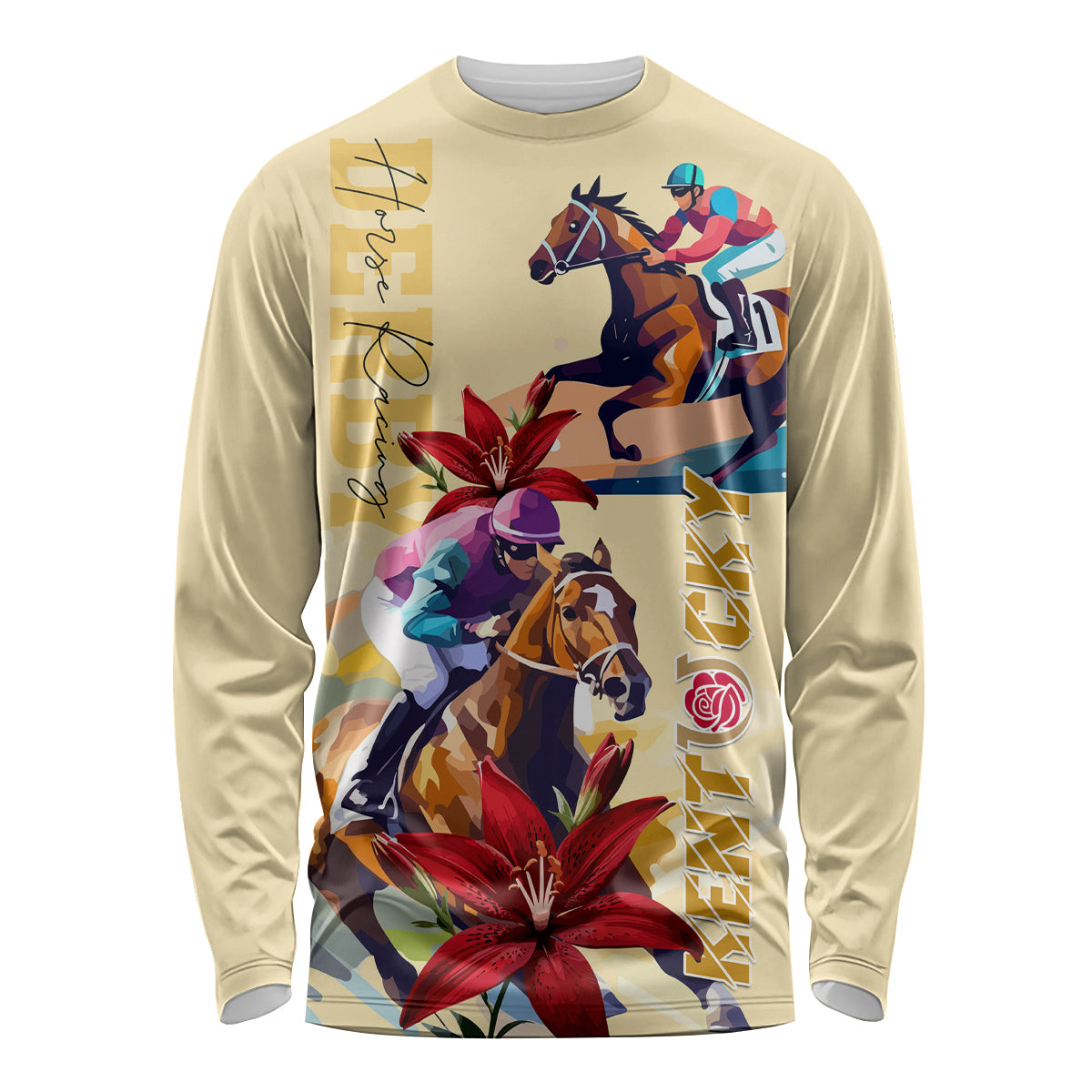 Kentucky Long Sleeve Shirt Horse Racing Lily Stargazer - Wonder Print Shop