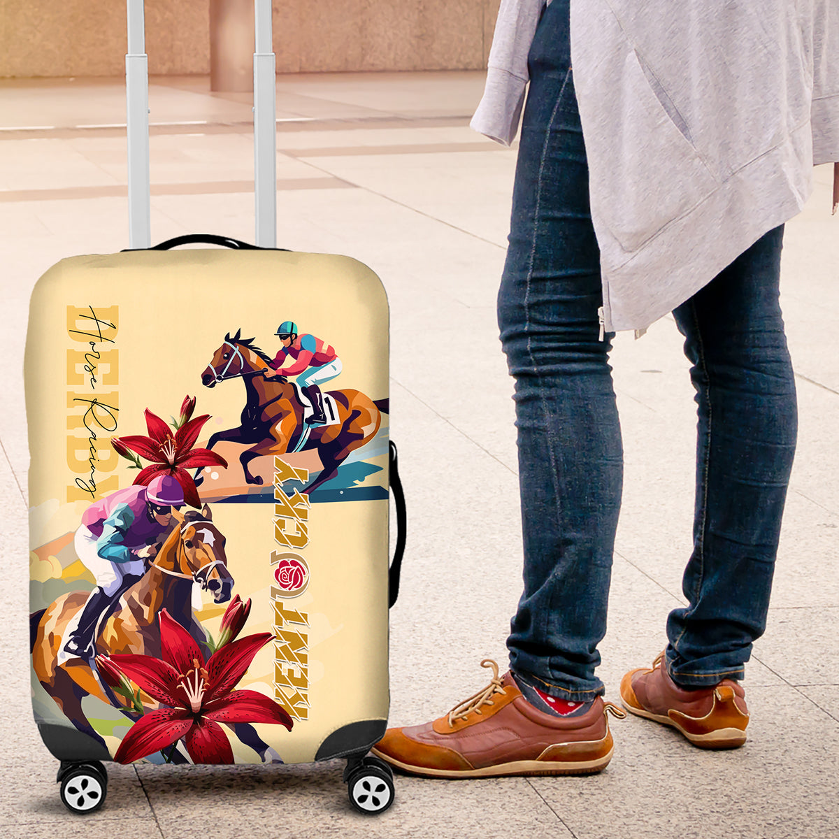 Kentucky Luggage Cover Horse Racing Lily Stargazer - Wonder Print Shop