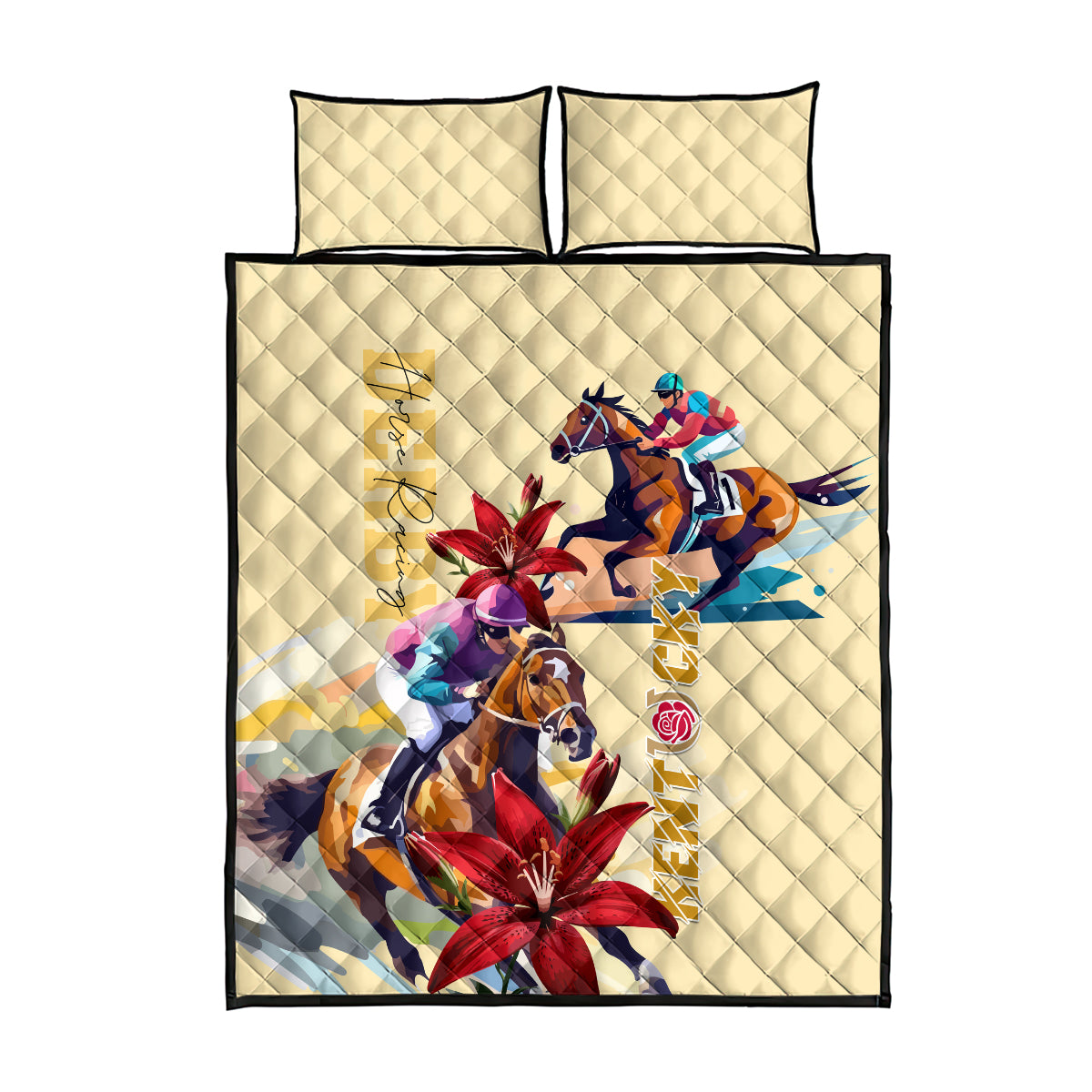 Kentucky Quilt Bed Set Horse Racing Lily Stargazer - Wonder Print Shop