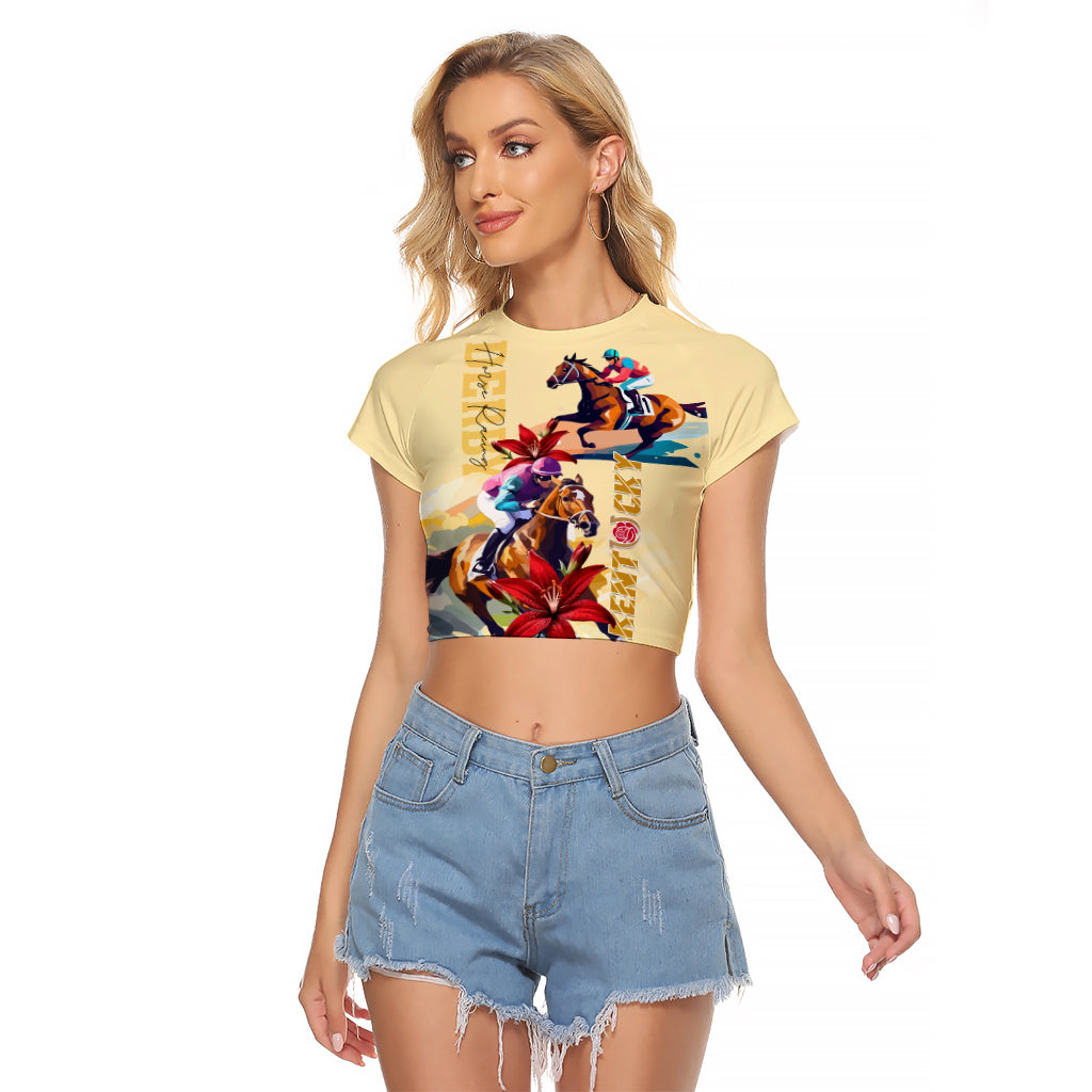 Kentucky Raglan Cropped T Shirt Horse Racing Lily Stargazer - Wonder Print Shop