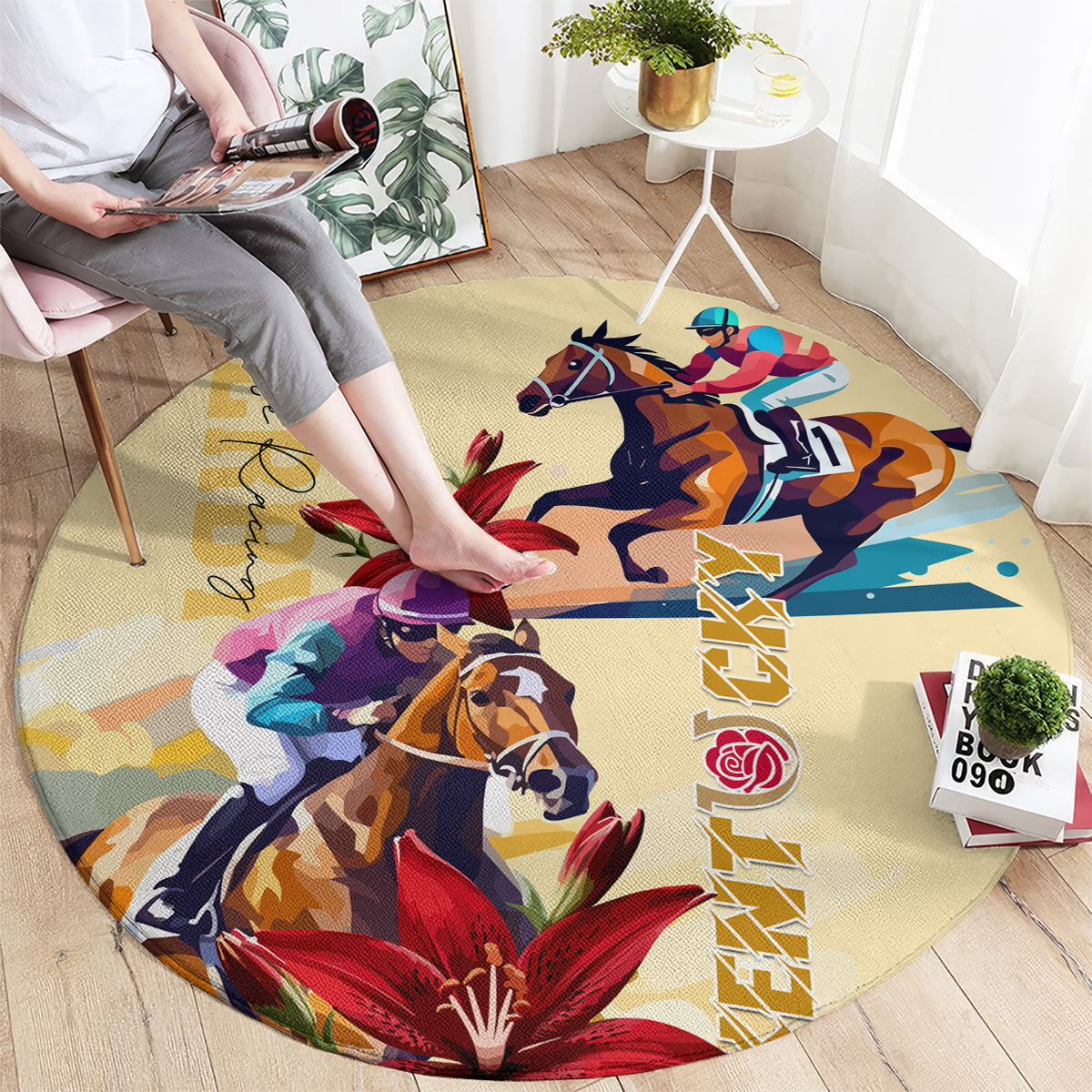 Kentucky Derby Round Carpet Horse Racing Lily Stargazer