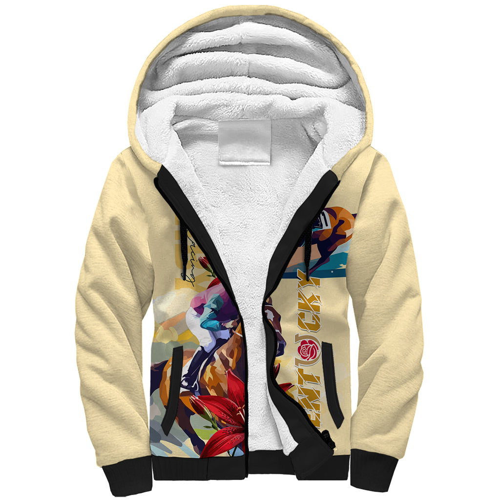 Kentucky Sherpa Hoodie Horse Racing Lily Stargazer - Wonder Print Shop
