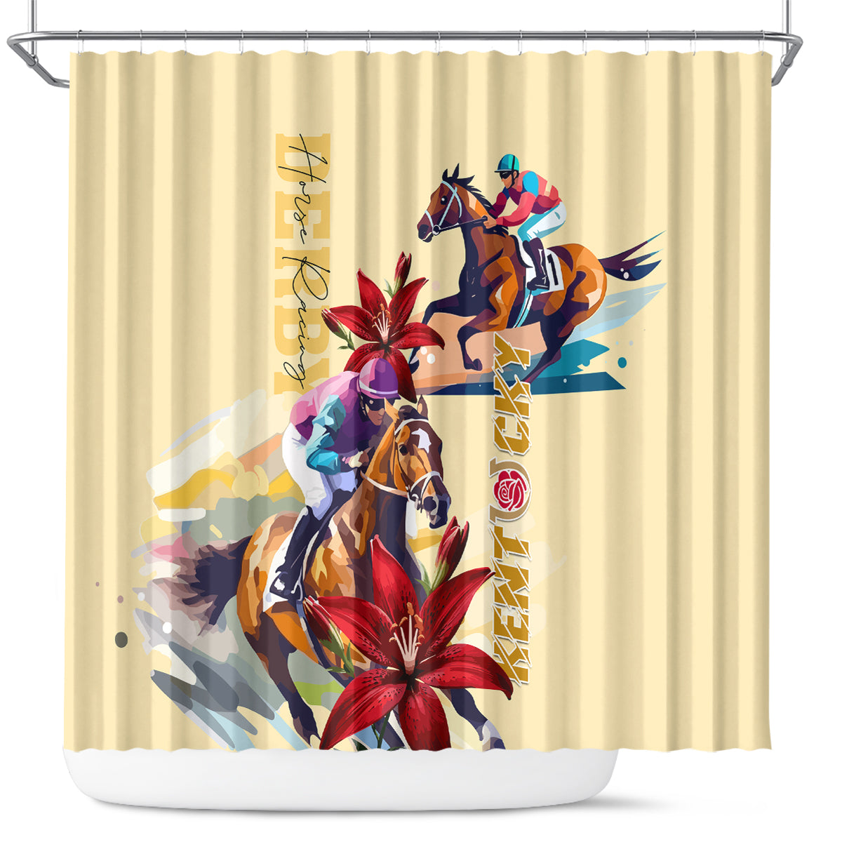 Kentucky Derby Shower Curtain Horse Racing Lily Stargazer