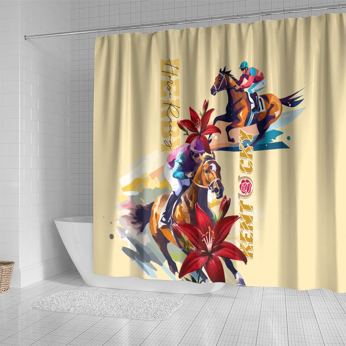 Kentucky Derby Shower Curtain Horse Racing Lily Stargazer
