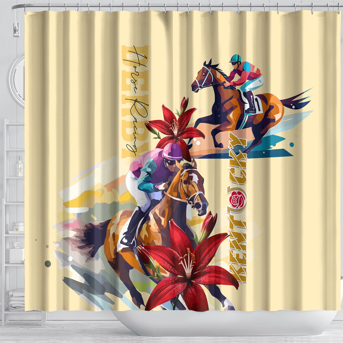Kentucky Derby Shower Curtain Horse Racing Lily Stargazer