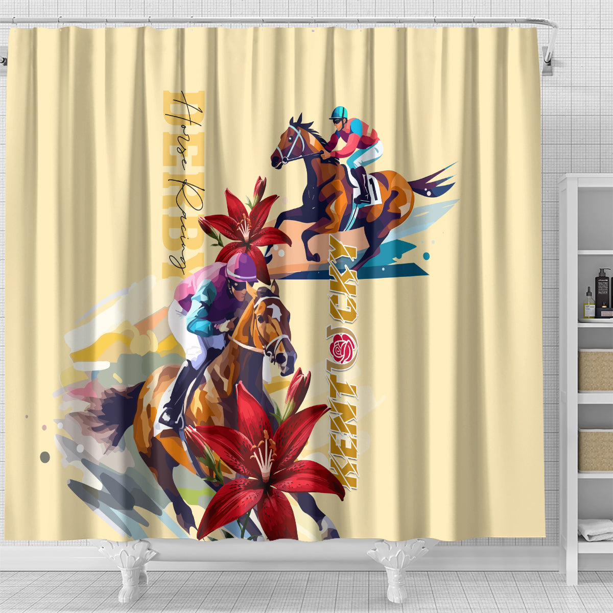 Kentucky Derby Shower Curtain Horse Racing Lily Stargazer