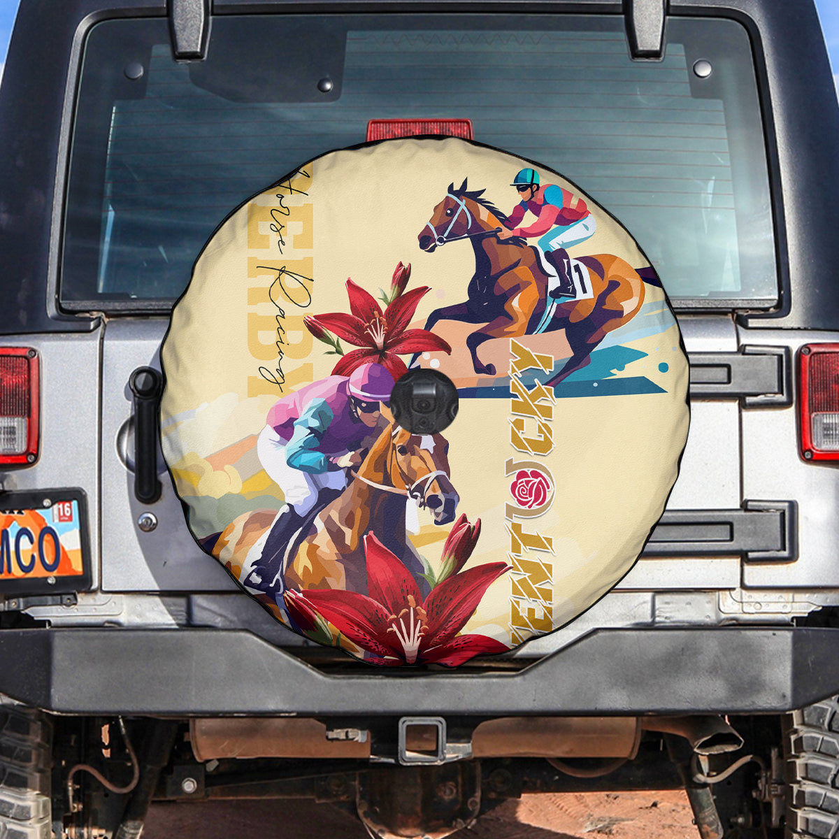 Kentucky Spare Tire Cover Horse Racing Lily Stargazer - Wonder Print Shop