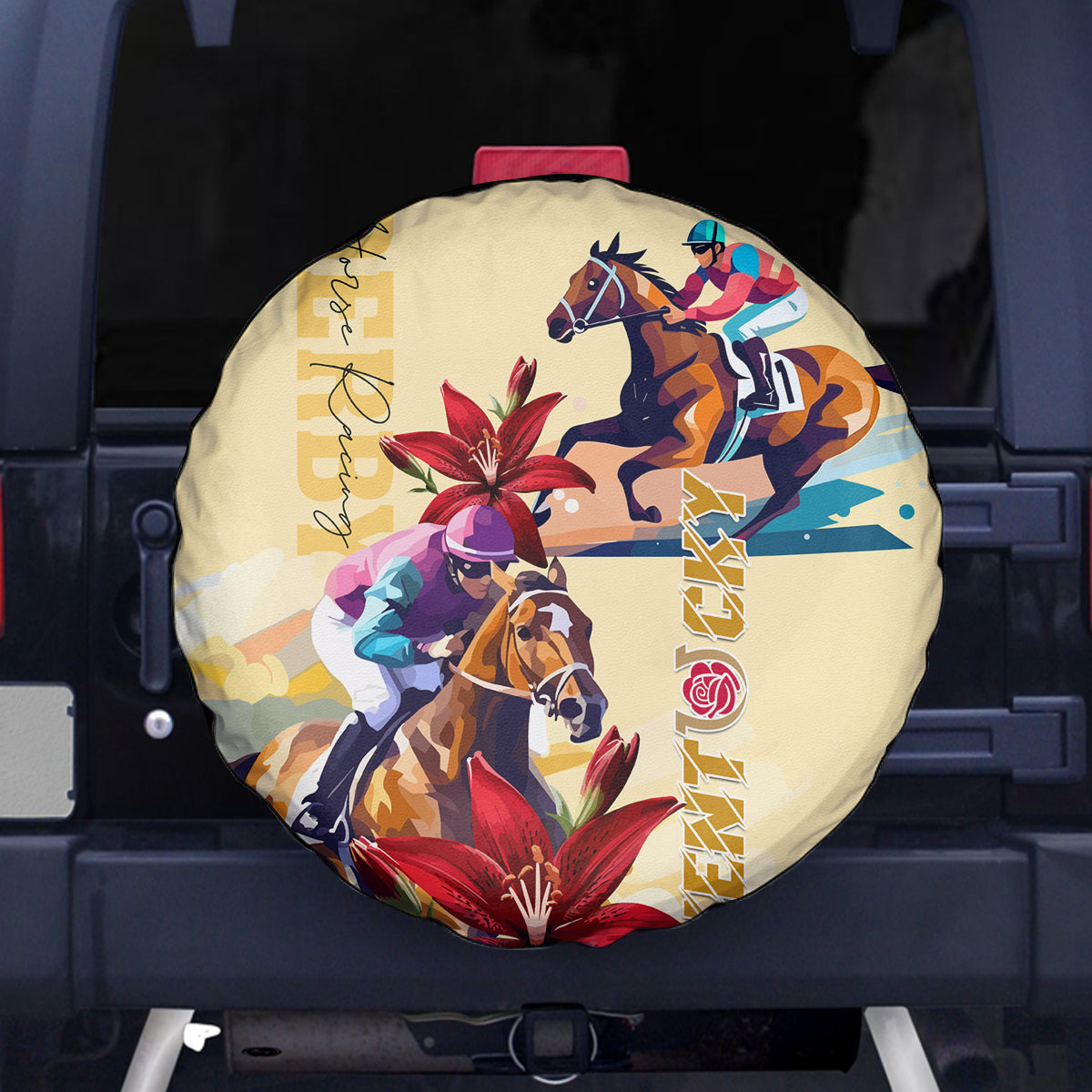 Kentucky Spare Tire Cover Horse Racing Lily Stargazer - Wonder Print Shop