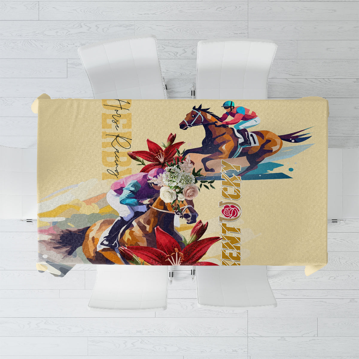 Kentucky Tablecloth Horse Racing Lily Stargazer - Wonder Print Shop
