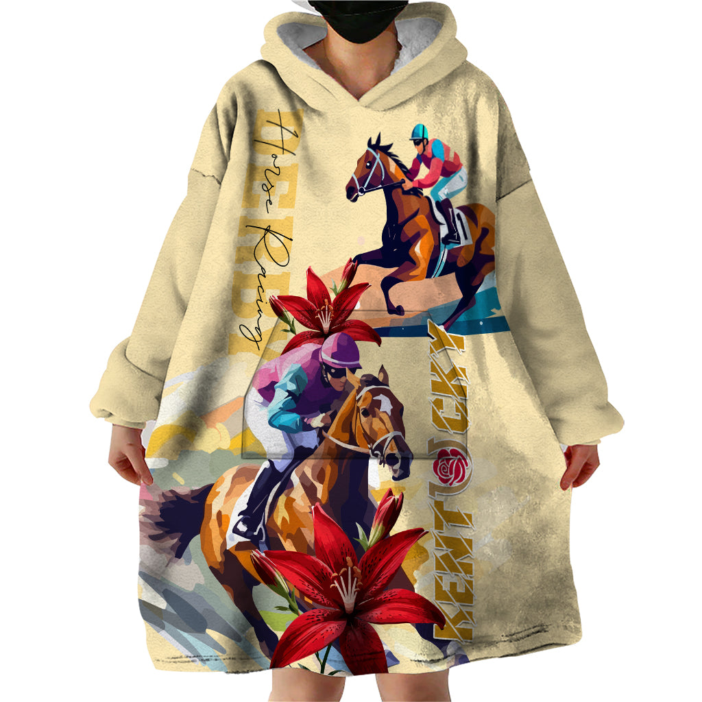 Kentucky Wearable Blanket Hoodie Horse Racing Lily Stargazer - Wonder Print Shop