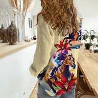 Kentucky Women Casual Shirt Horse Racing Lily Stargazer - Wonder Print Shop