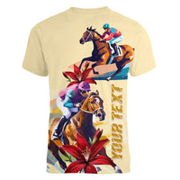 Kentucky Women V Neck T Shirt Horse Racing Lily Stargazer - Wonder Print Shop