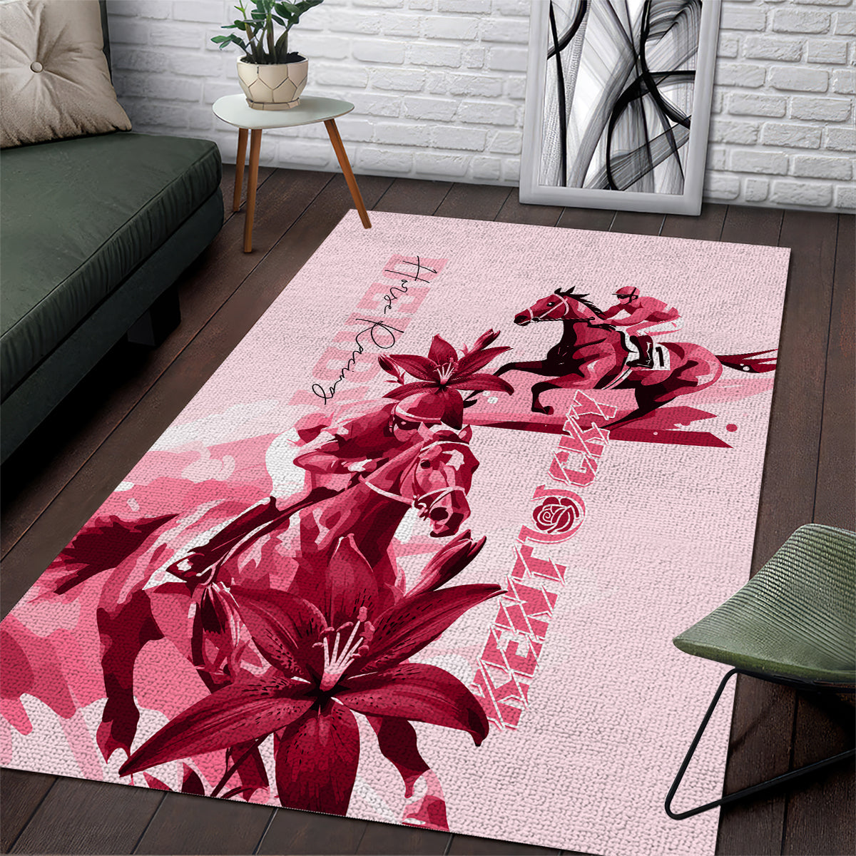 Kentucky Area Rug Horse Racing Lily Stargazer Pink Version - Wonder Print Shop