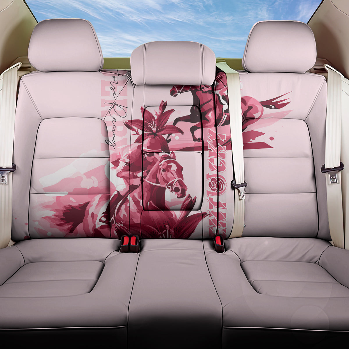 Kentucky Back Car Seat Cover Horse Racing Lily Stargazer Pink Version - Wonder Print Shop