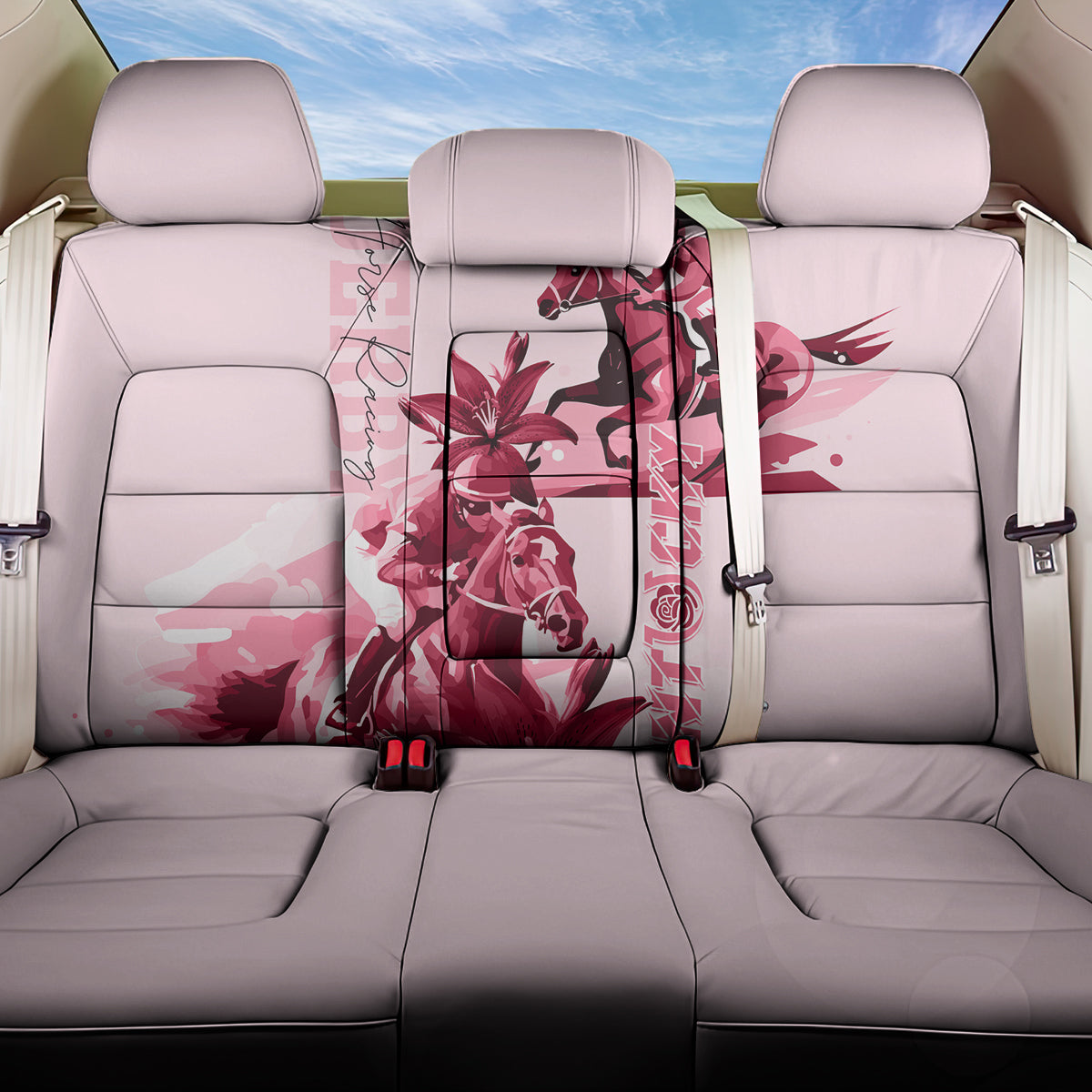 Kentucky Derby Back Car Seat Cover Horse Racing Lily Stargazer Pink Version