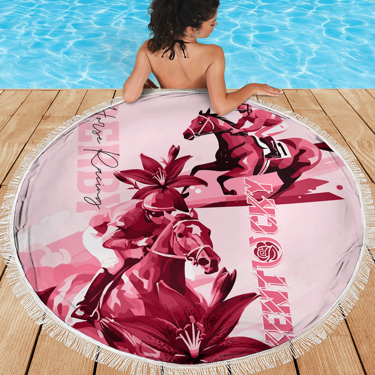 Kentucky Beach Blanket Horse Racing Lily Stargazer Pink Version - Wonder Print Shop