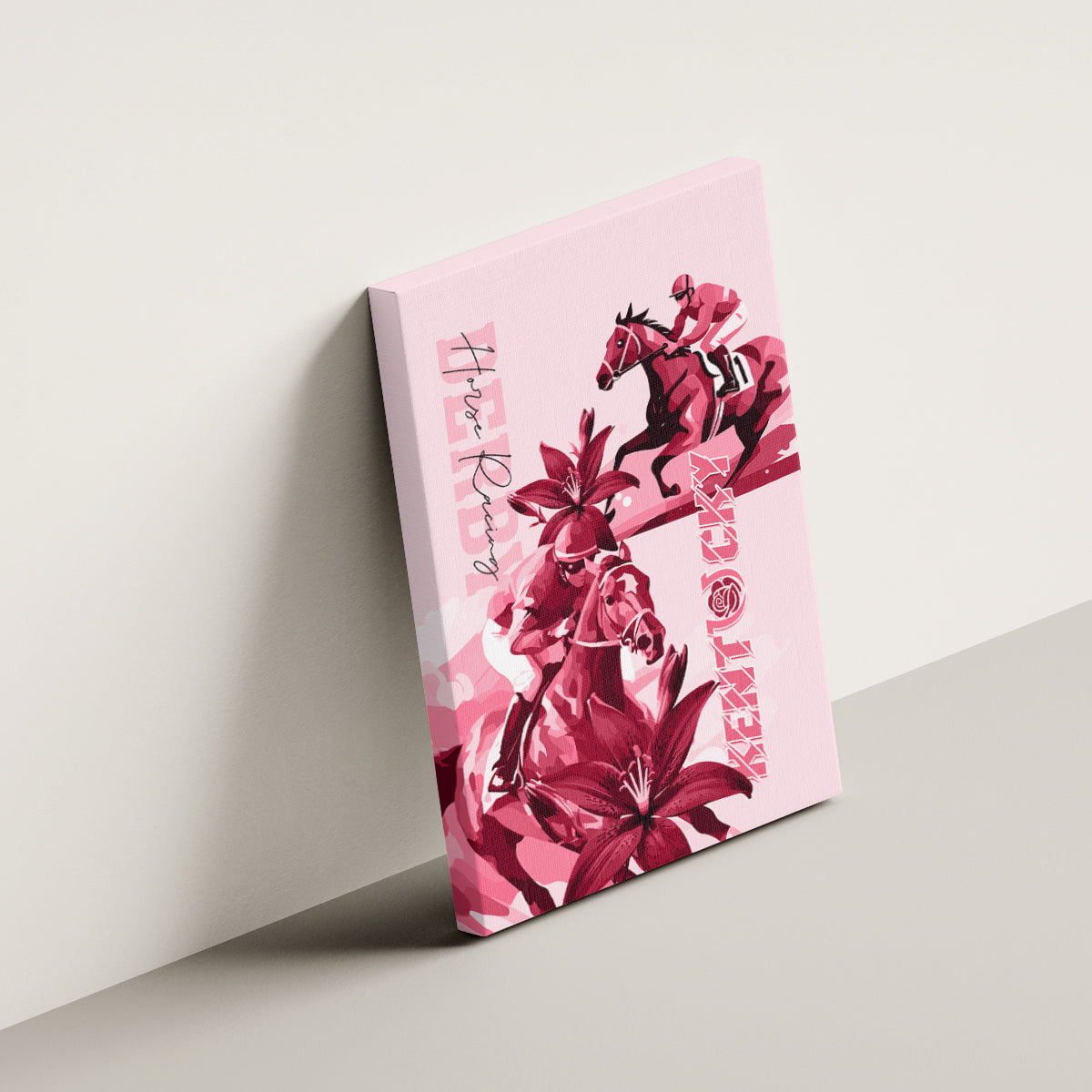 Kentucky Canvas Wall Art Horse Racing Lily Stargazer Pink Version - Wonder Print Shop