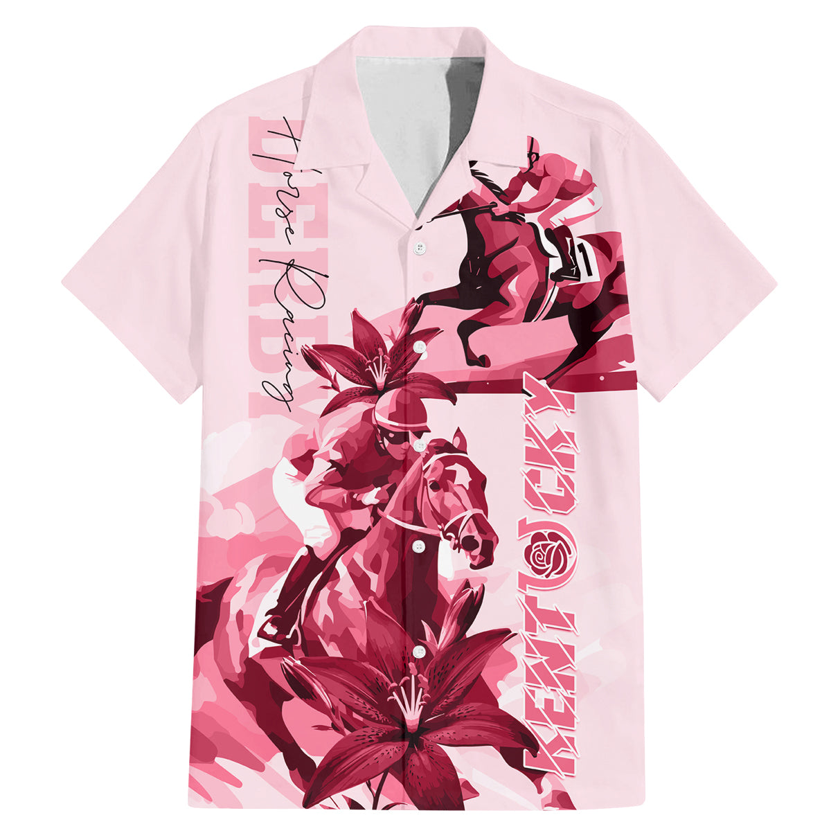 Kentucky Family Matching Mermaid Dress and Hawaiian Shirt Horse Racing Lily Stargazer Pink Version - Wonder Print Shop