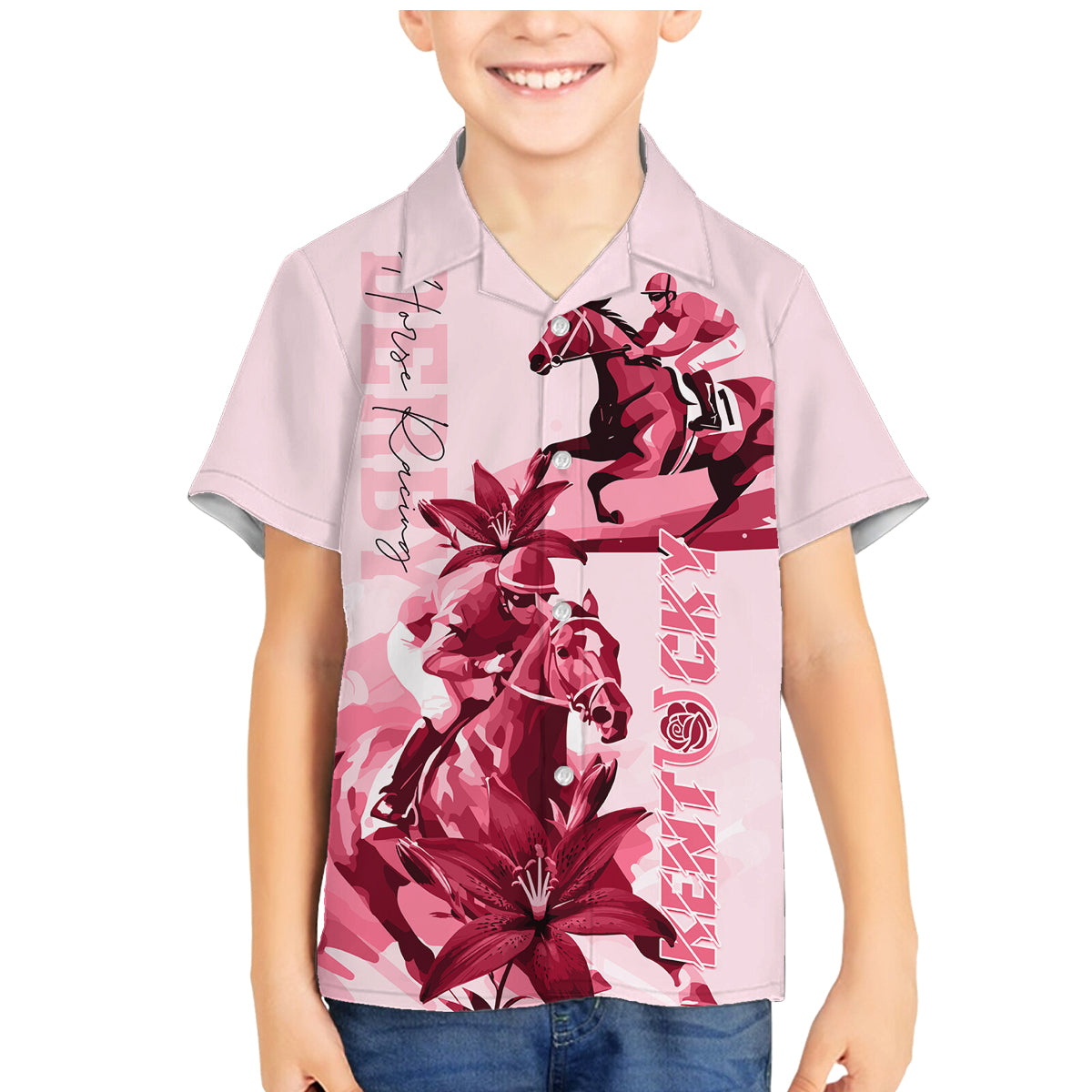 Kentucky Family Matching Mermaid Dress and Hawaiian Shirt Horse Racing Lily Stargazer Pink Version - Wonder Print Shop