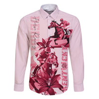 Kentucky Family Matching Off Shoulder Long Sleeve Dress and Hawaiian Shirt Horse Racing Lily Stargazer Pink Version - Wonder Print Shop