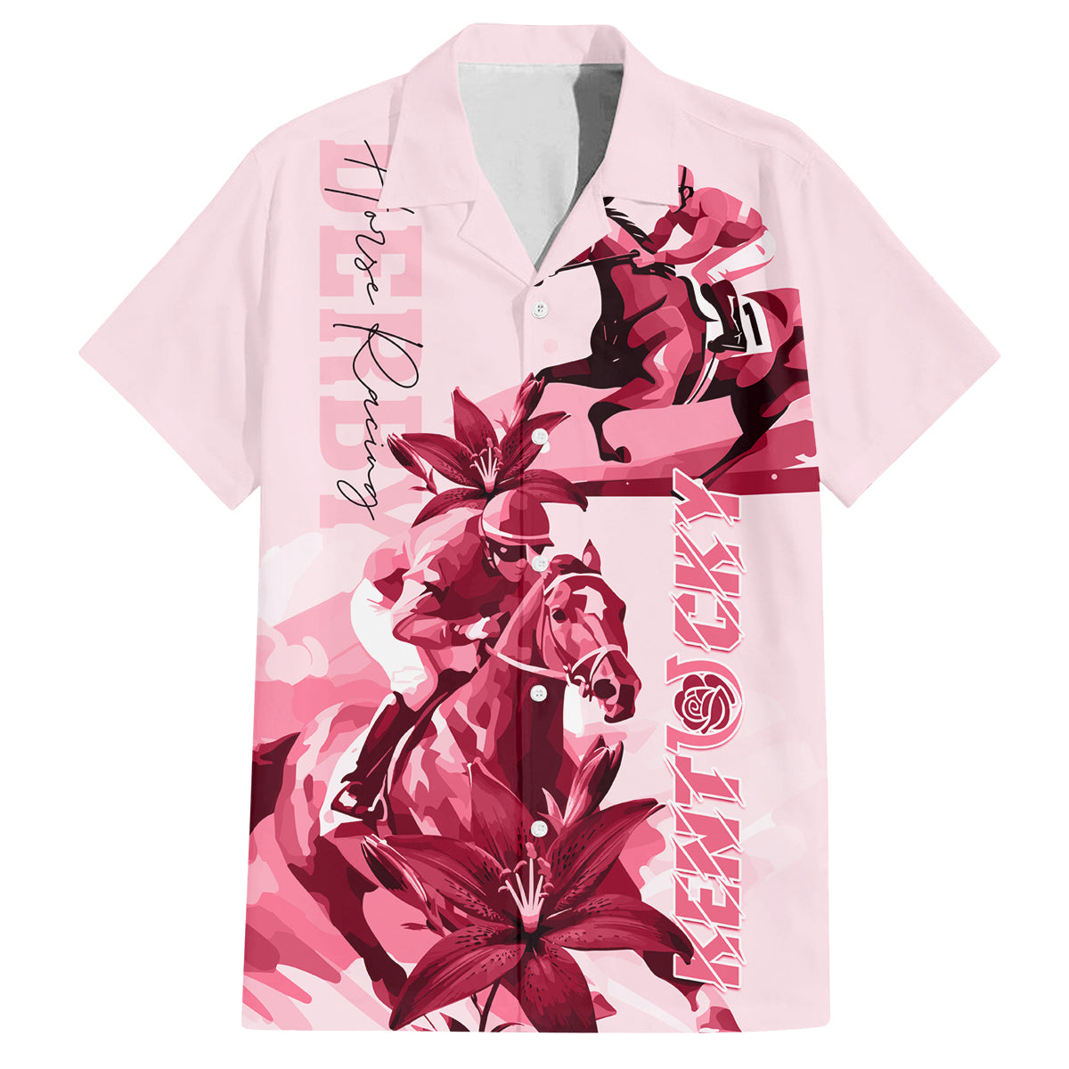 Kentucky Family Matching Off Shoulder Maxi Dress and Hawaiian Shirt Horse Racing Lily Stargazer Pink Version - Wonder Print Shop