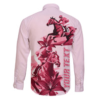 Kentucky Family Matching Off Shoulder Short Dress and Hawaiian Shirt Horse Racing Lily Stargazer Pink Version - Wonder Print Shop