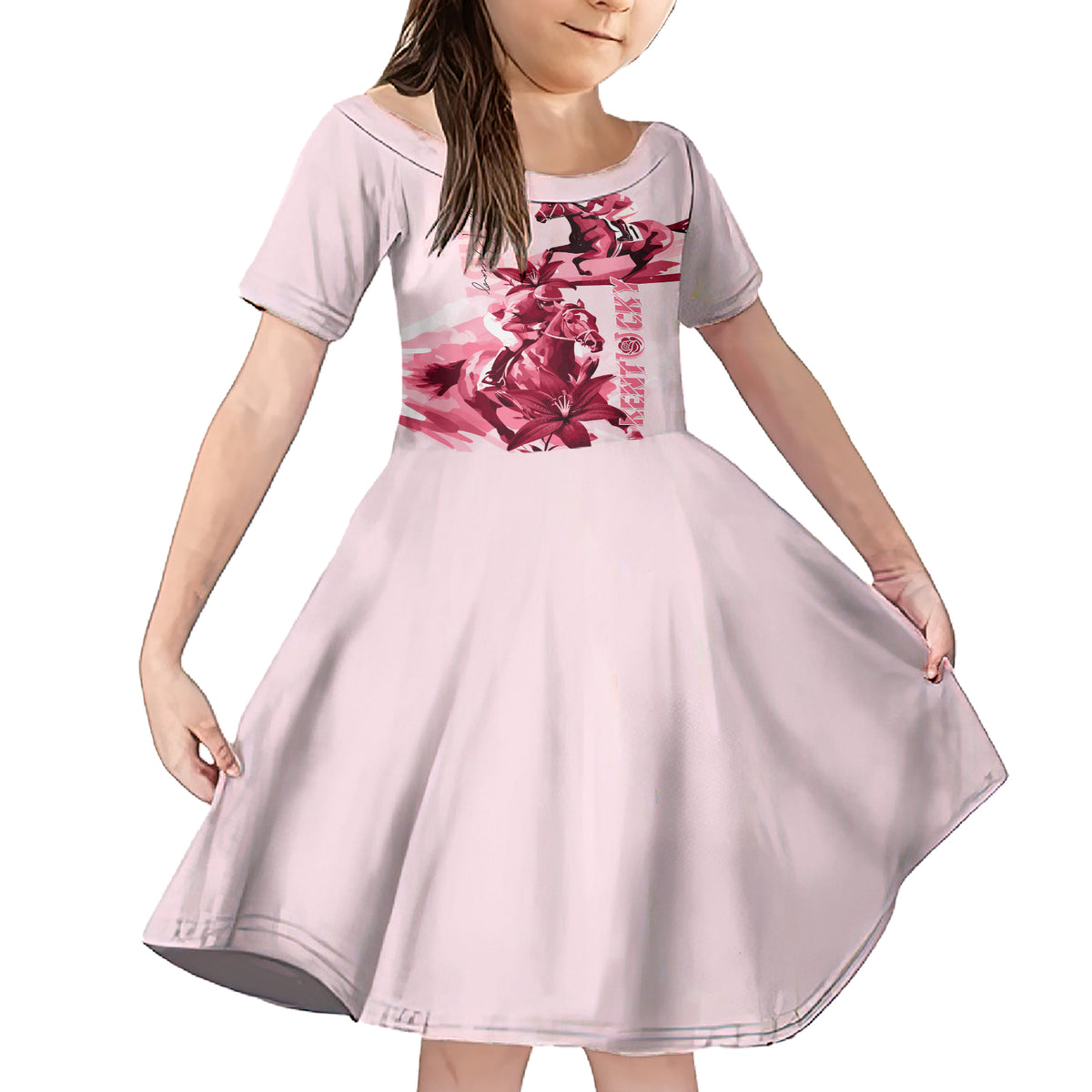 Kentucky Family Matching Short Sleeve Bodycon Dress and Hawaiian Shirt Horse Racing Lily Stargazer Pink Version - Wonder Print Shop