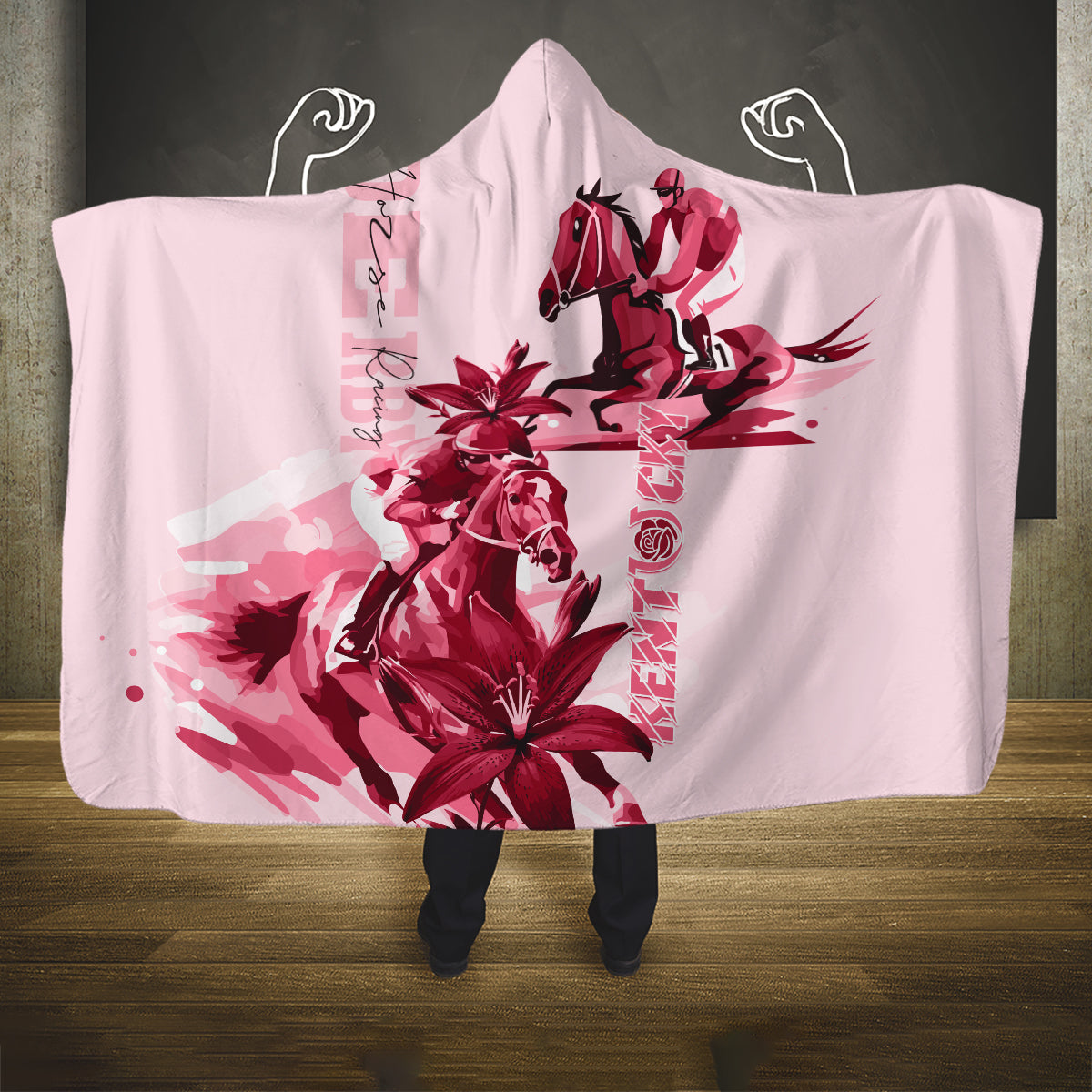 Kentucky Derby Hooded Blanket Horse Racing Lily Stargazer Pink Version