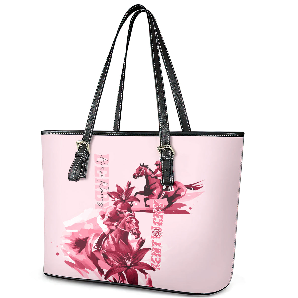 Kentucky Leather Tote Bag Horse Racing Lily Stargazer Pink Version - Wonder Print Shop