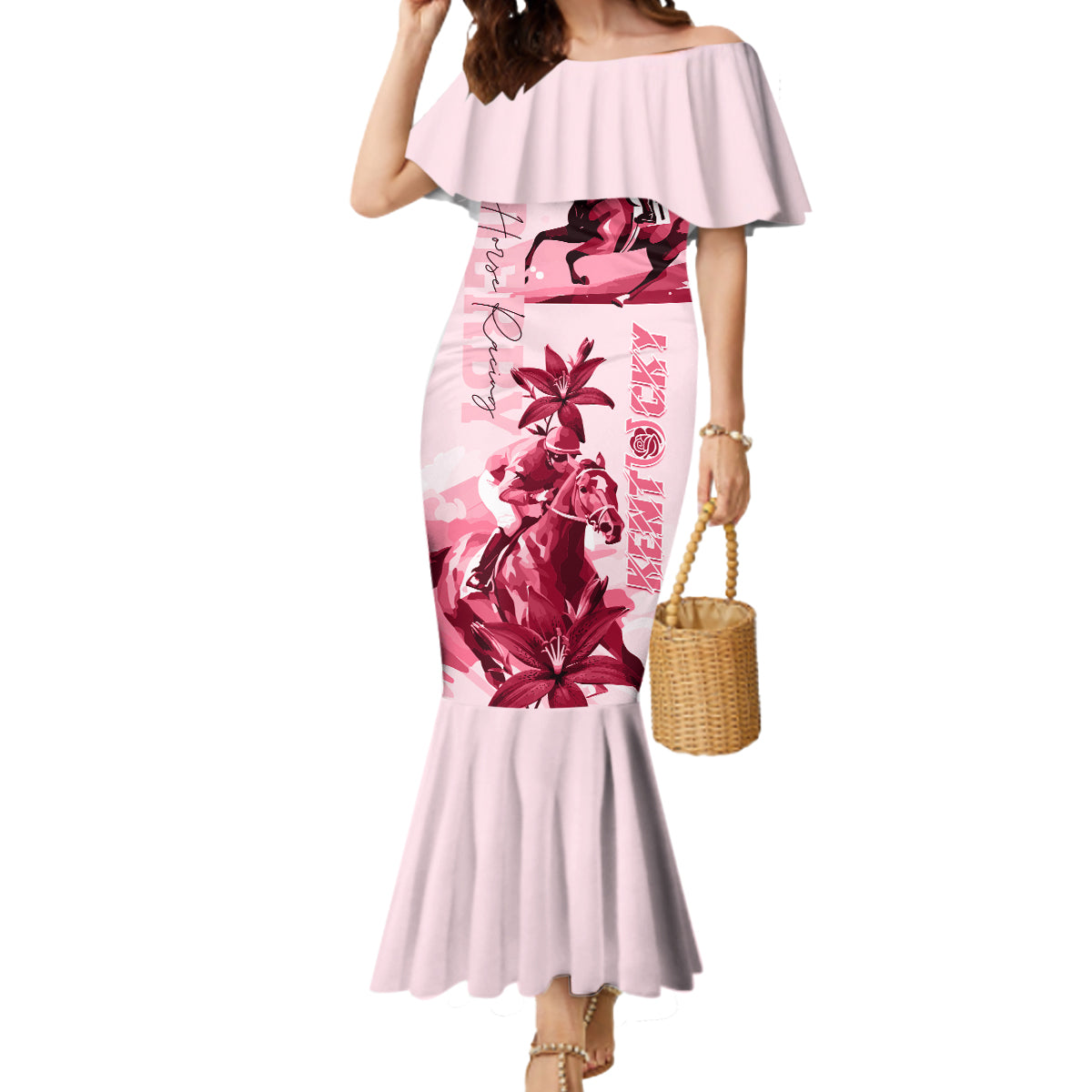 Kentucky Mermaid Dress Horse Racing Lily Stargazer Pink Version - Wonder Print Shop